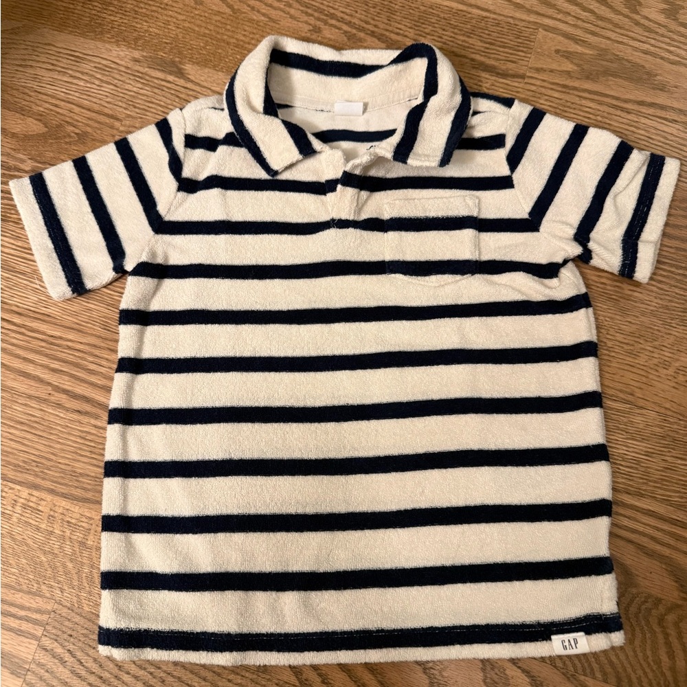 GAP Kids Terry Polo with Navy and Cream Stripes Size 3T